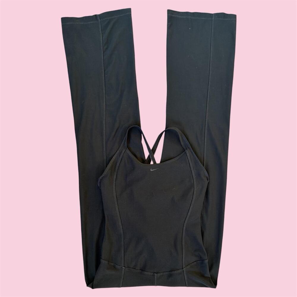 Vintage Y2K Nike black jumpsuit with built in bra and wide legs